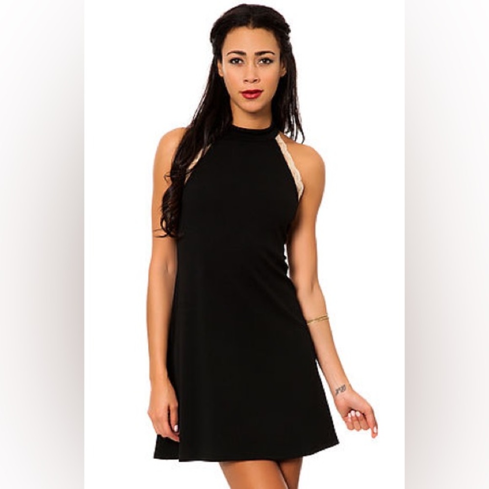 Lily White Black Halter Neck Mini Dress